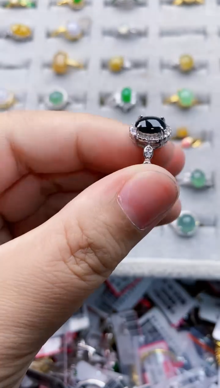 翡翠银S925镶嵌戒指11-11-11--6