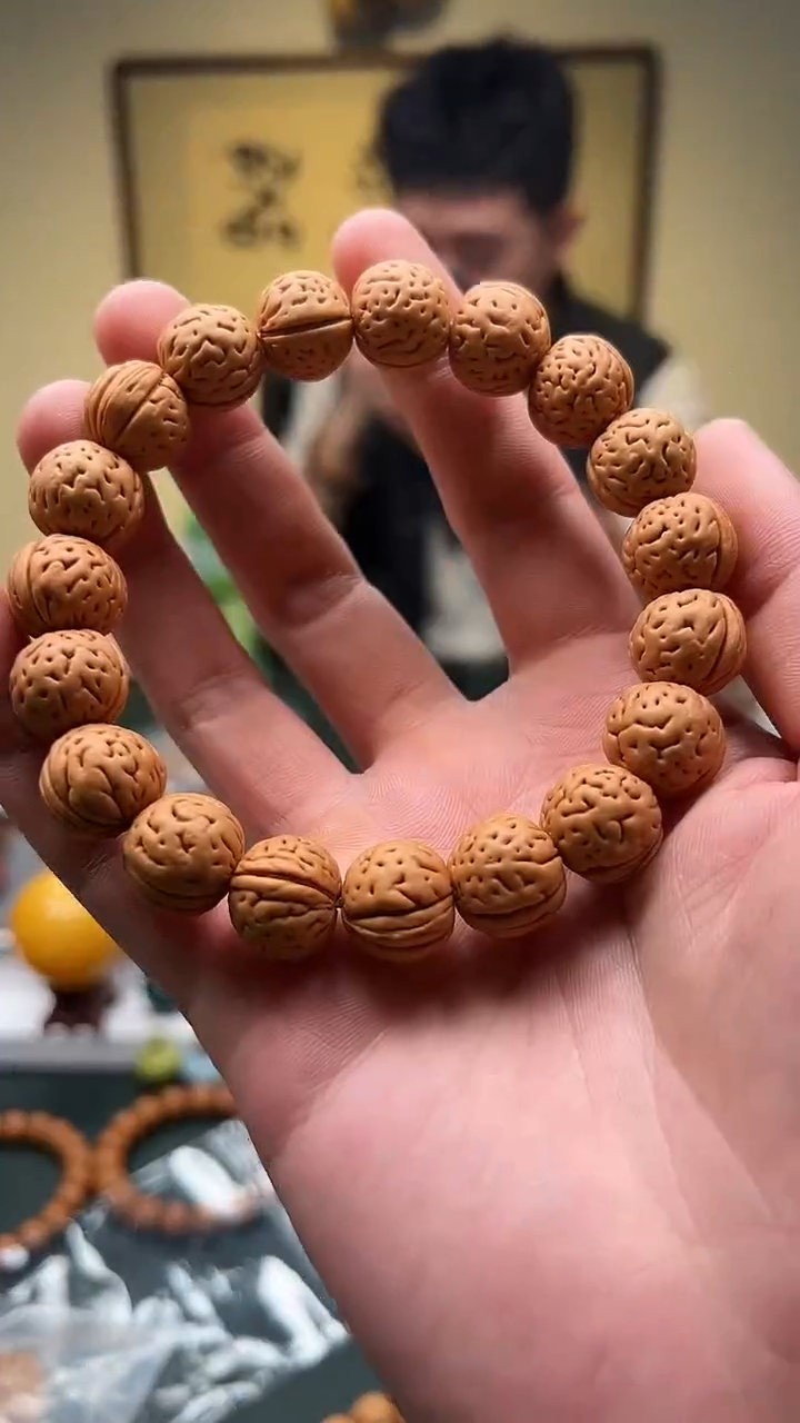 【闪购商品】桃核手串15mm+ 盘锦肌肉纹桃核单圈