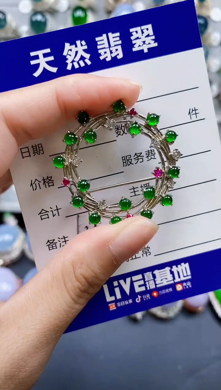 翡翠银S925镶嵌颈饰0619