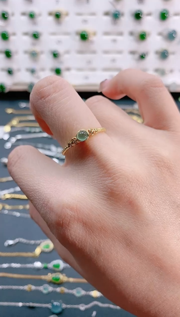 【闪购商品】翡翠戒指银S925镶嵌天然翡翠