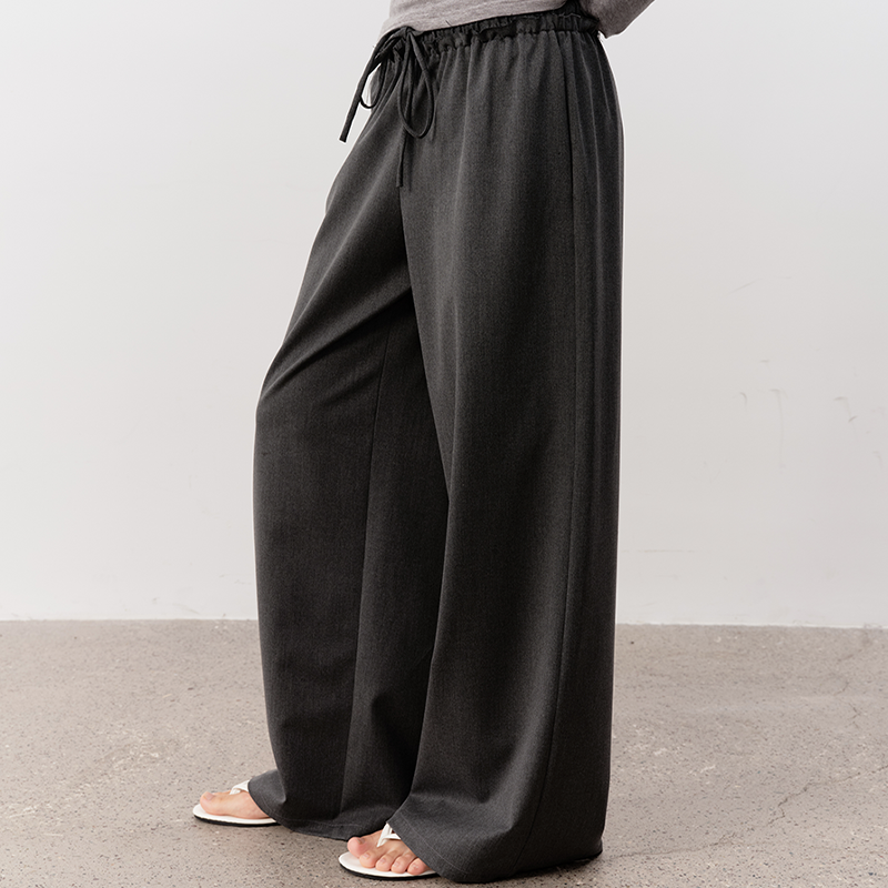 JCAESAR 原创毛边抽绳西裤气质阔腿休闲裤女早秋