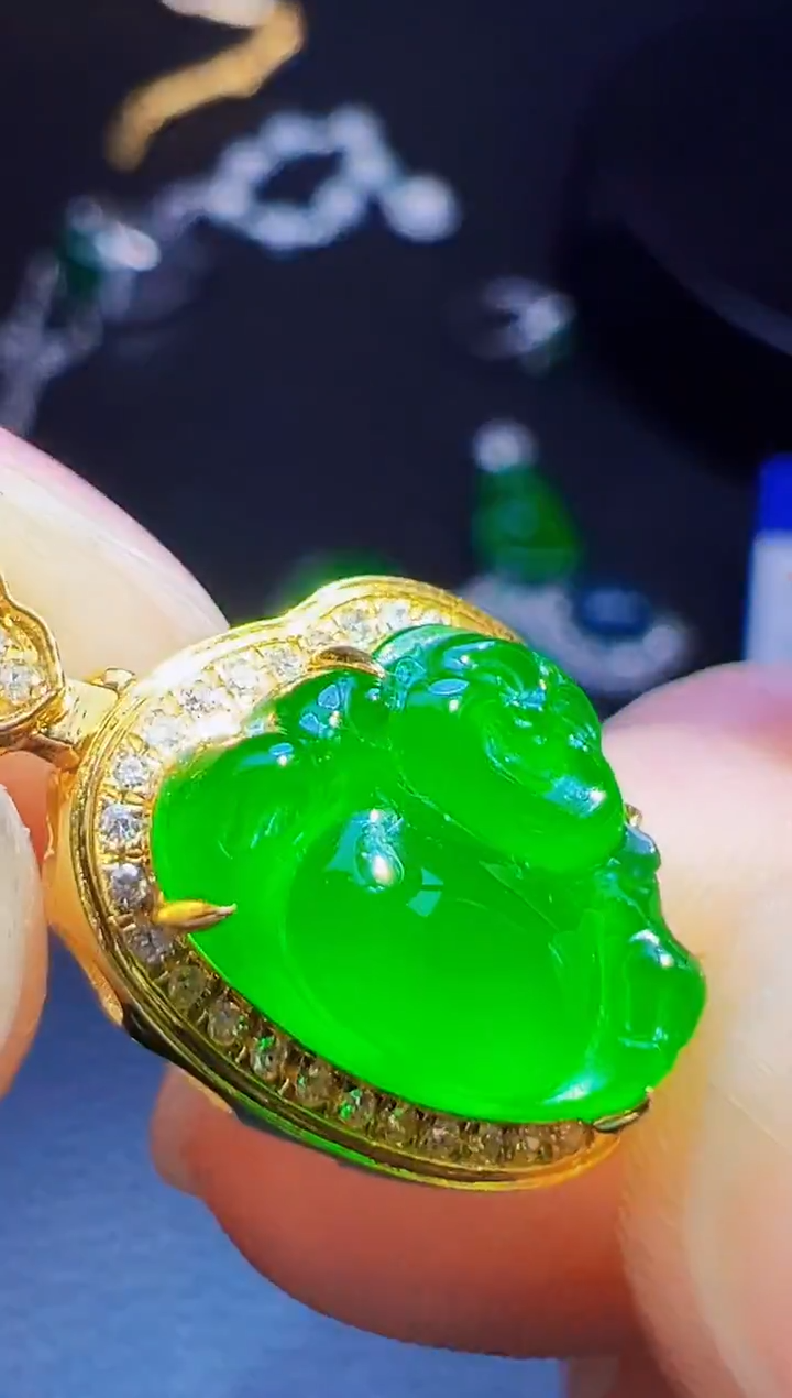 足金镶嵌手链翡翠库**a翡翠