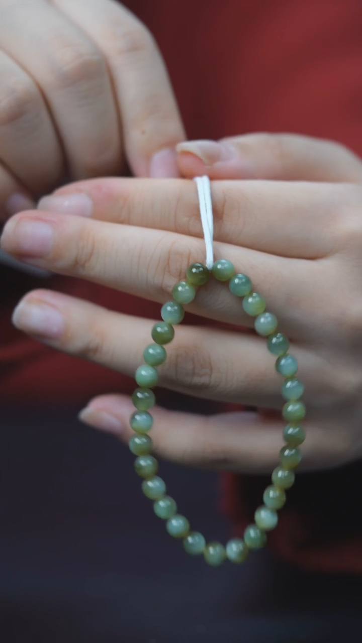 未镶嵌手串和田玉HD40065黑羊洞碧玉圆珠手串