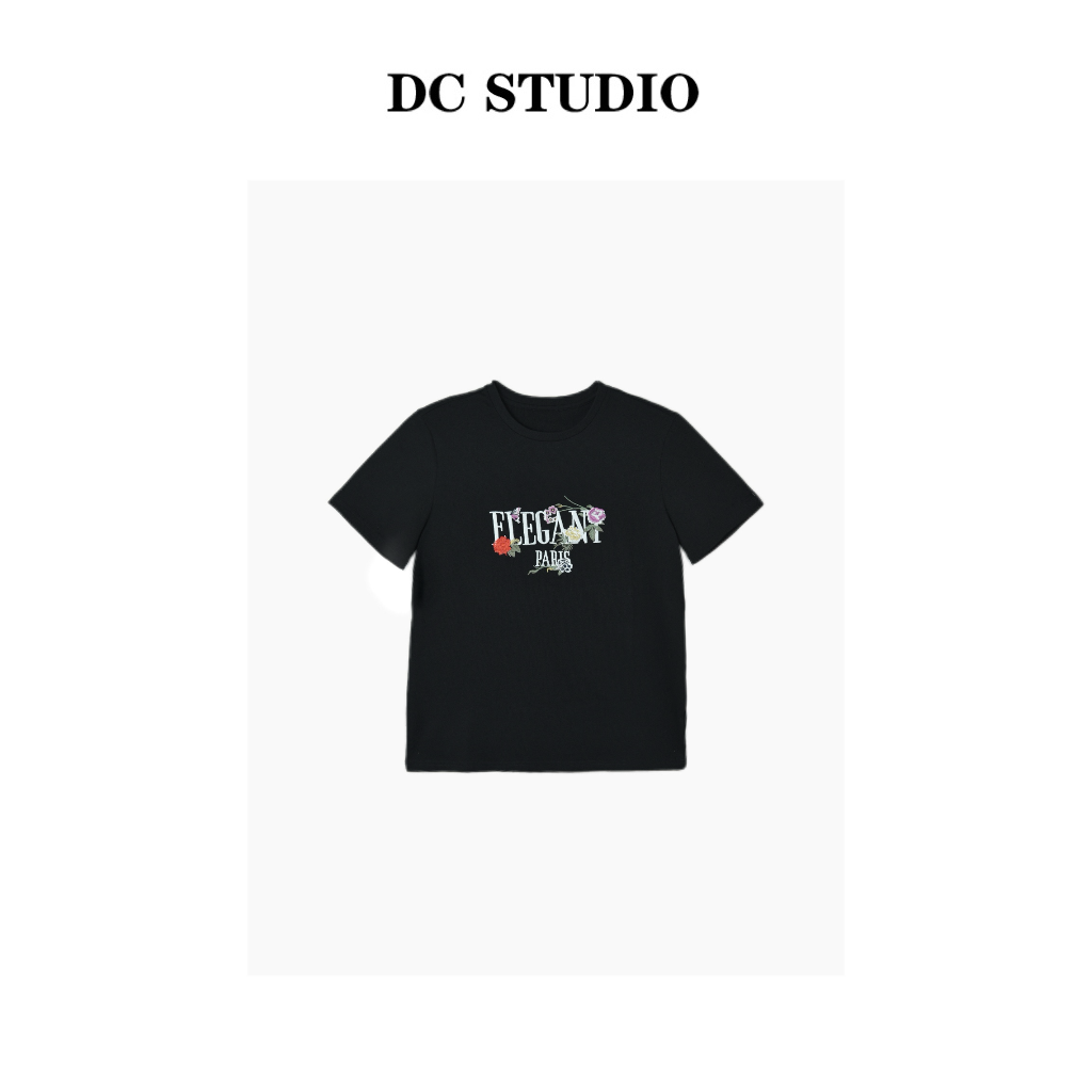 Syan【花屿岛】2025新款夏装时尚休闲百搭潮流个性刺绣圆领T恤