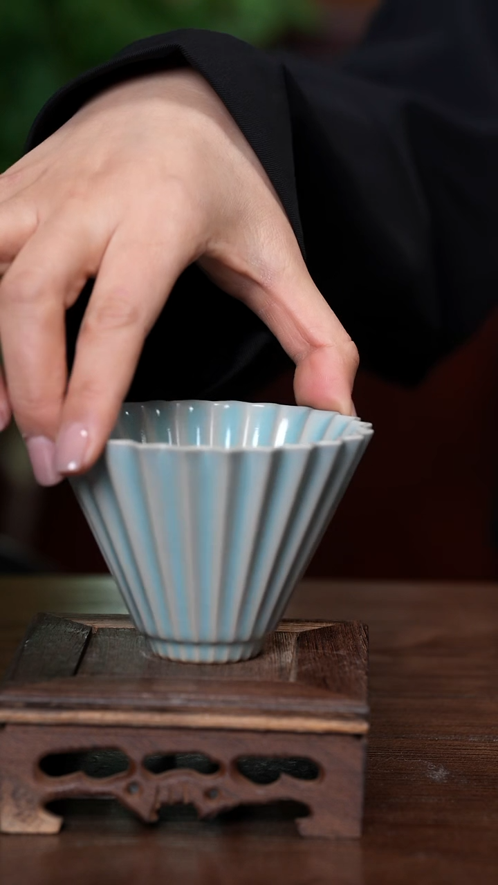 【闪购商品】宝丰清凉寺原产地汝瓷折扇斗笠杯