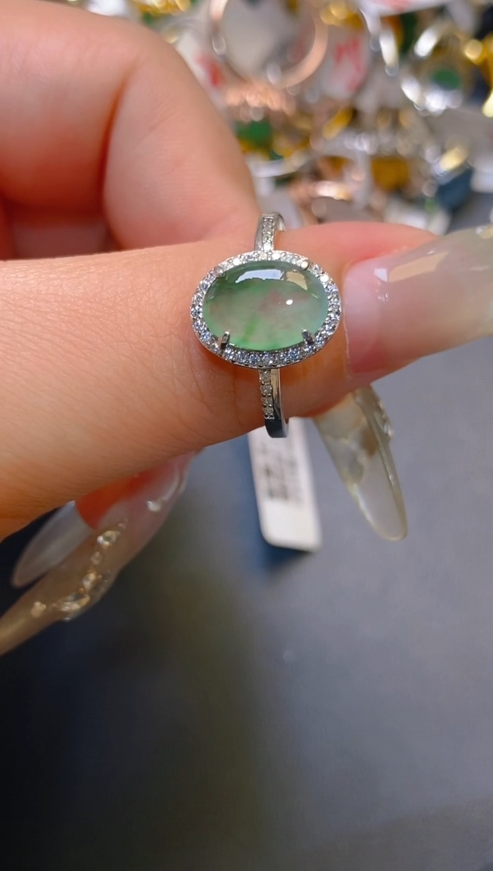 【闪购商品】翡翠耳饰银S925镶嵌天然A货翡翠1