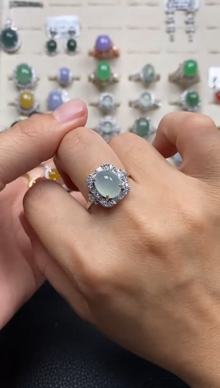 【闪购商品】翡翠戒指银S925镶嵌1111