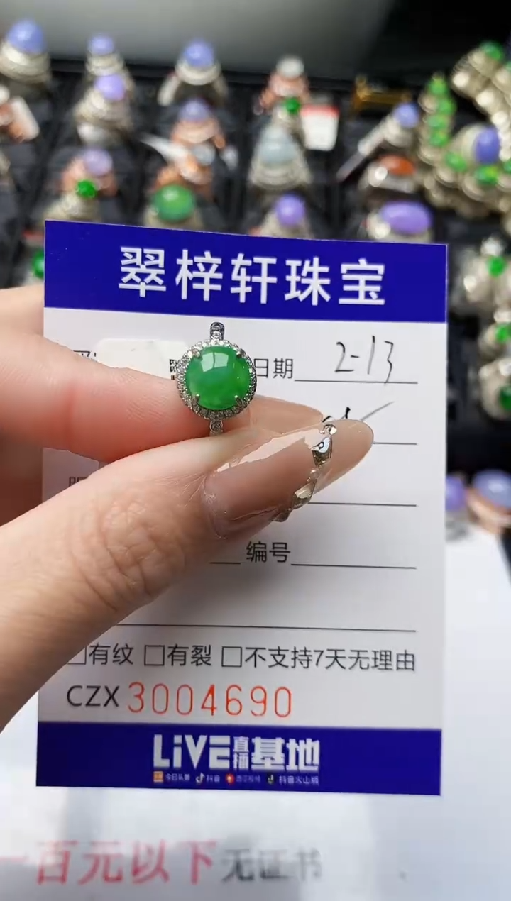 【闪购商品】翡翠戒指银S925镶嵌4690