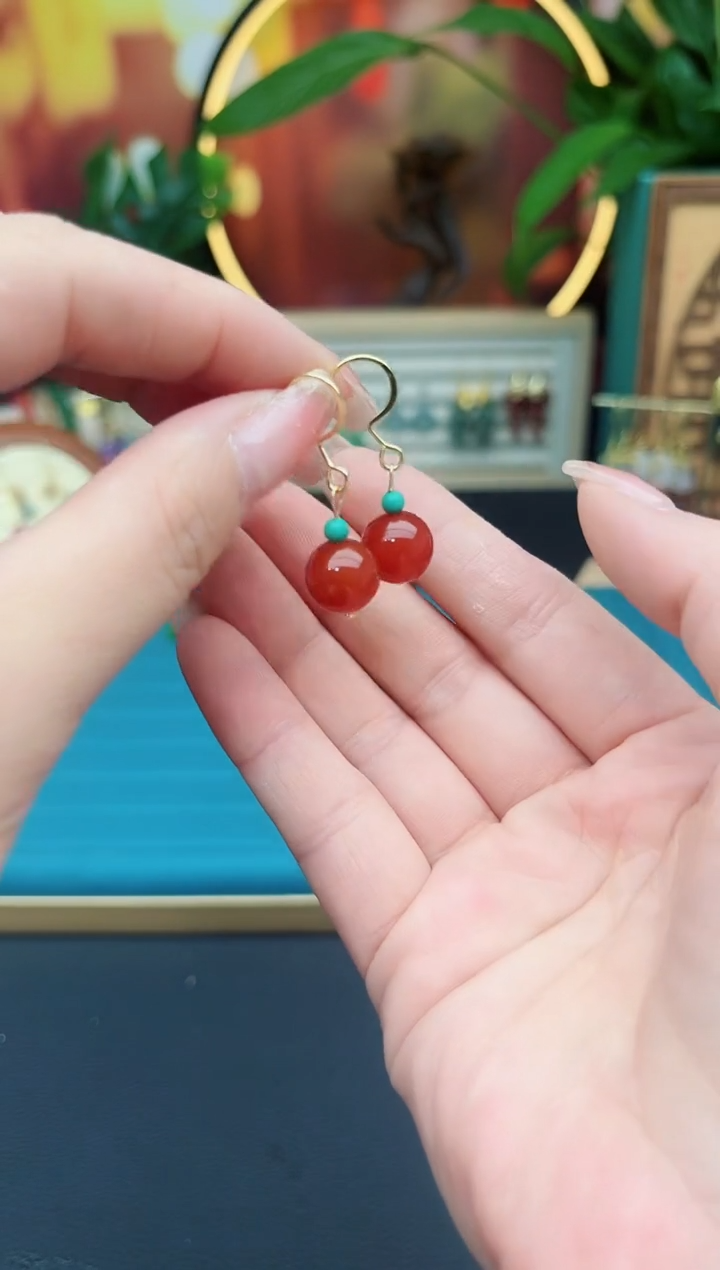 玛瑙/玉髓耳饰银S925镶嵌424000