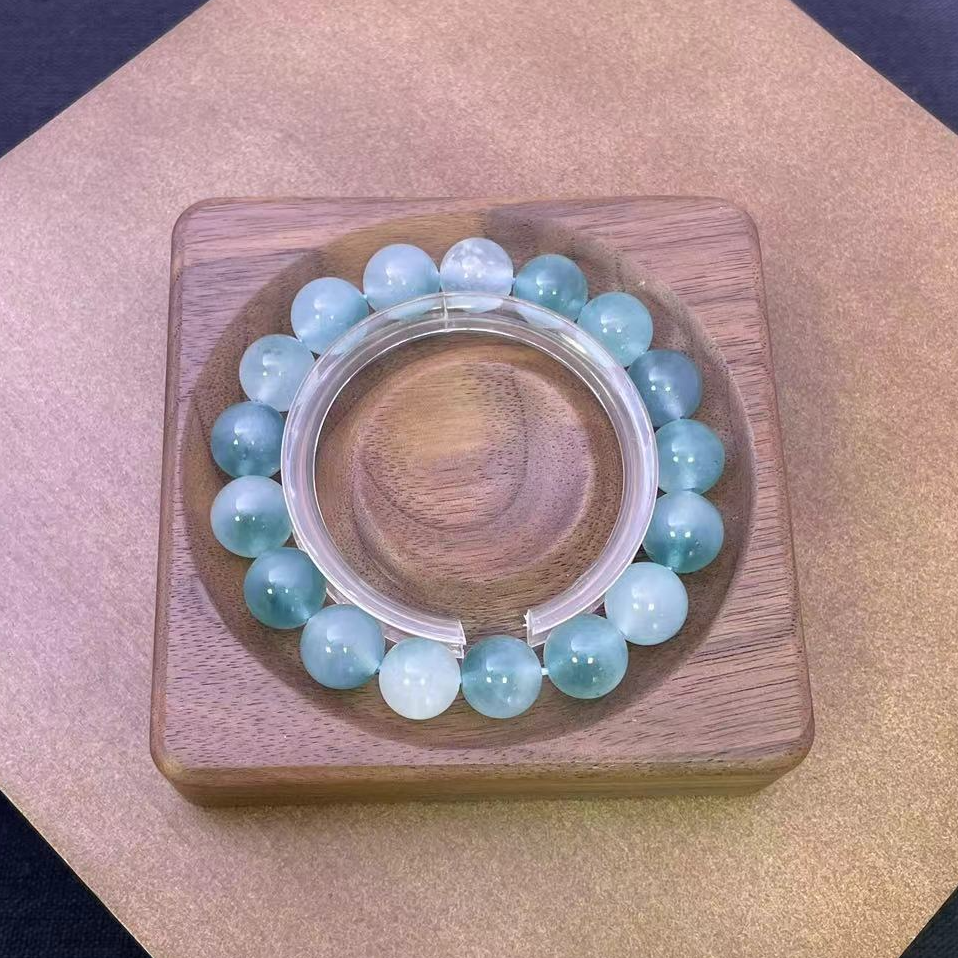 天然玉石 086 缅甸冰蓝花 缅料乌蓝花12mm