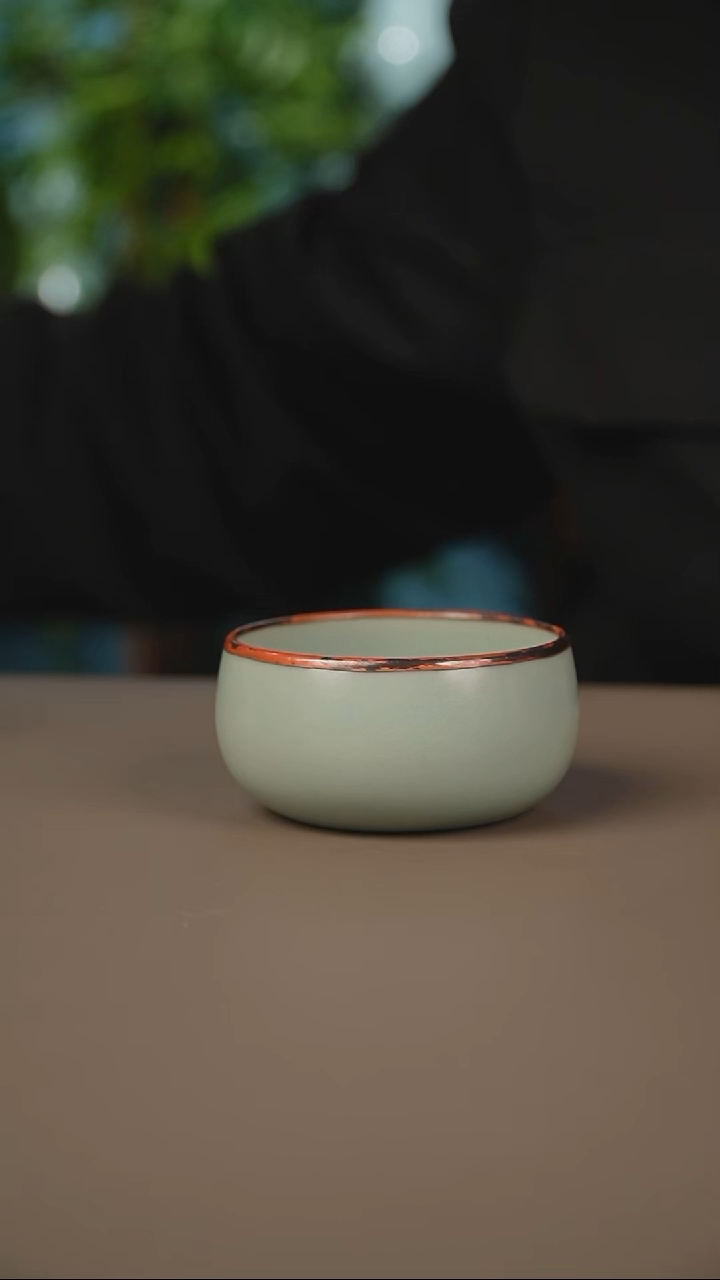 仿古天青柴烧禅定杯