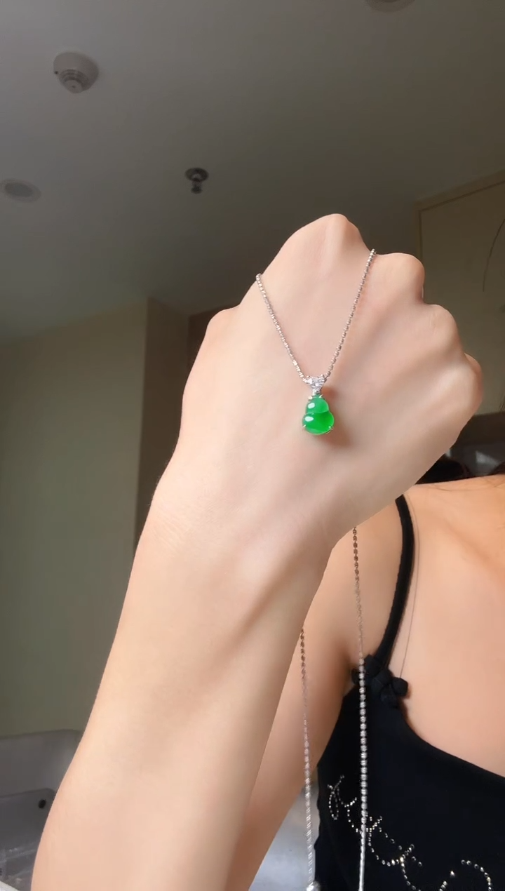 翡翠银S925镶嵌吊坠(不含链)天然翡翠吊坠