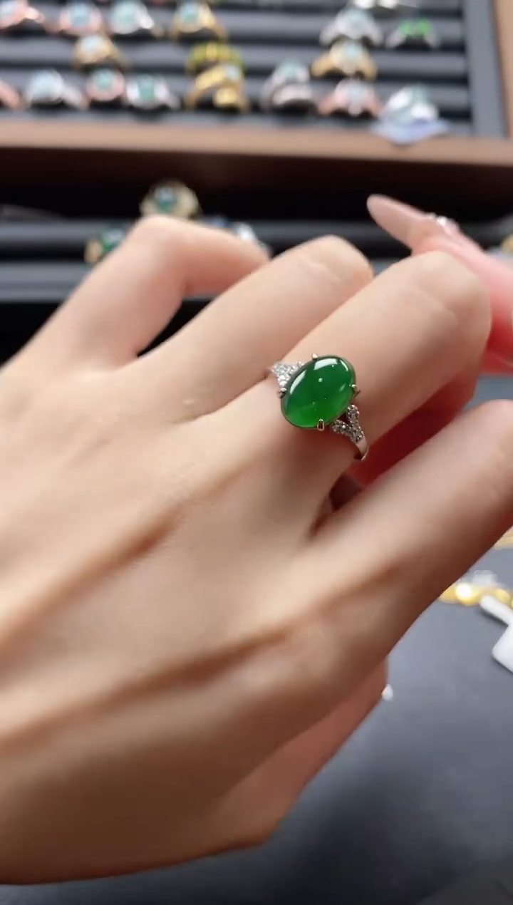 【闪购商品】翡翠戒指银S925镶嵌51151