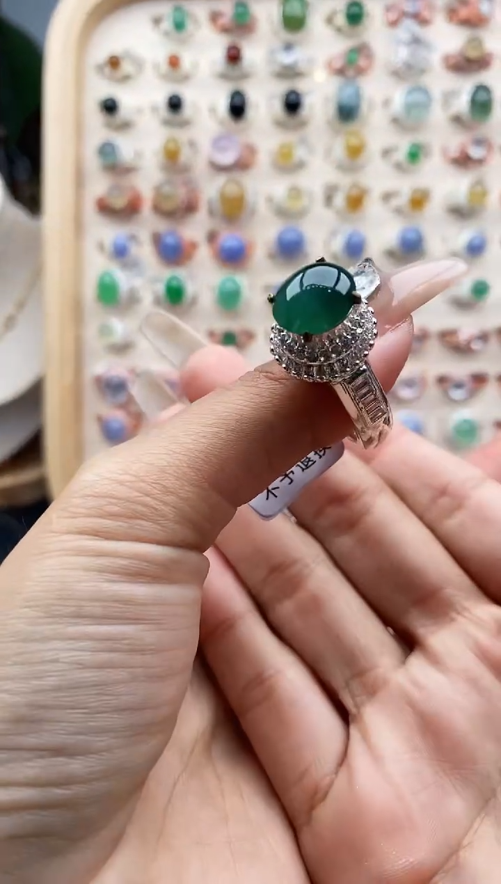 【闪购商品】翡翠戒指未镶嵌缅甸天然A货翡翠555  7+8