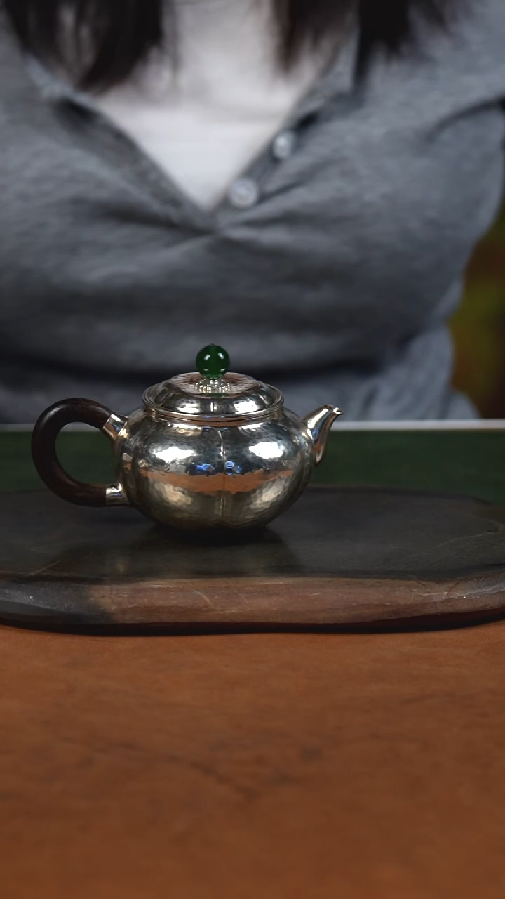 手工锤纹南瓜泡茶壶