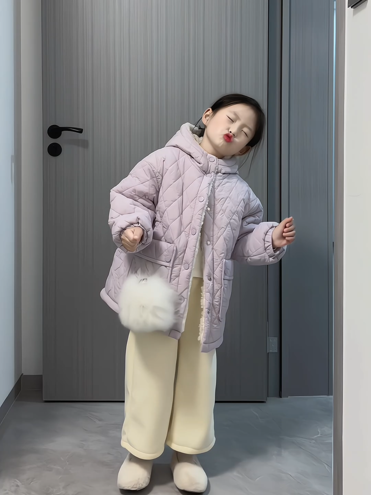 女童棉衣冬季新款小女孩绗线加绒加厚中长款棉衣韩版洋气厚款棉袄