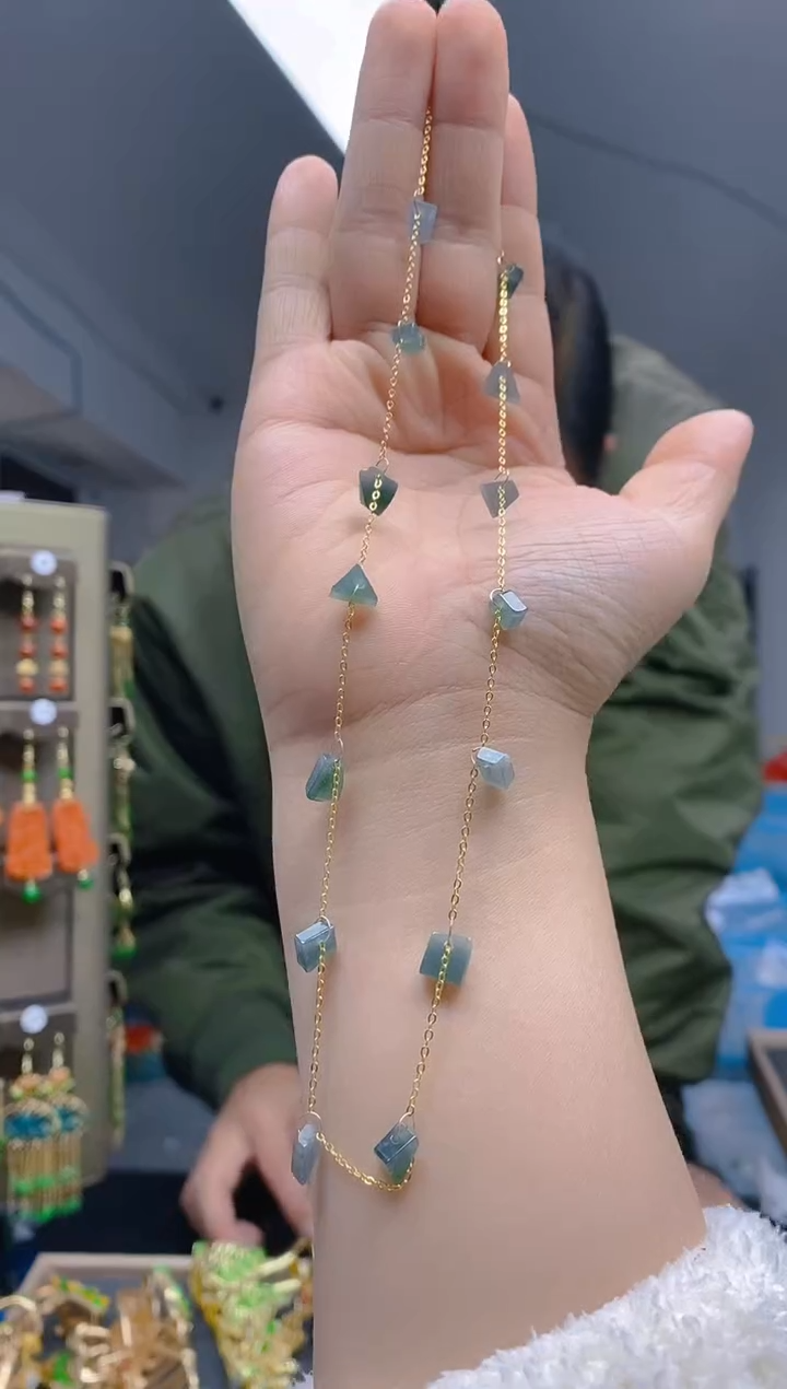 【闪购商品】翡翠耳饰合金339翡翠锁骨链