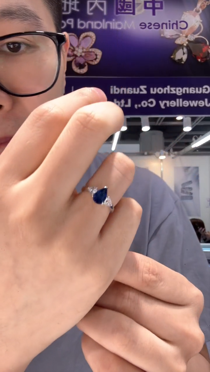 【闪购商品】定制蓝宝石戒指铂Pt900镶嵌HKT04797