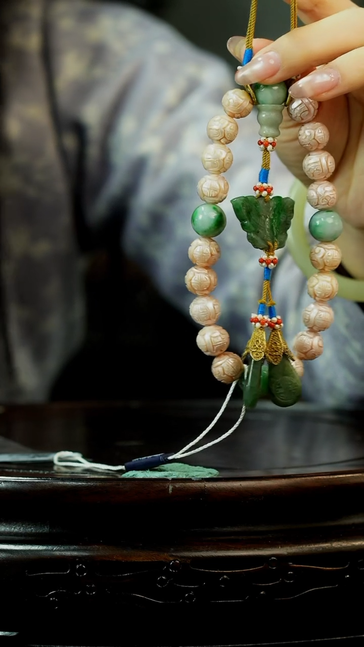 【闪购商品】铜M 珍珠雕团寿纹18籽手持 88798