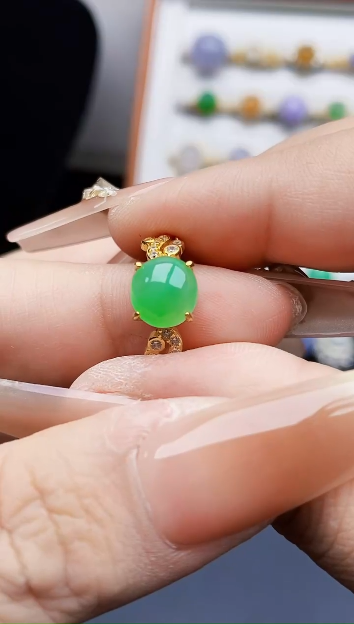 银S925镶嵌戒指翡翠?**?0221