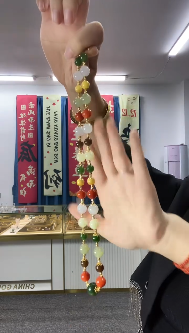 颈饰银S925镶嵌和田玉多宝项链
