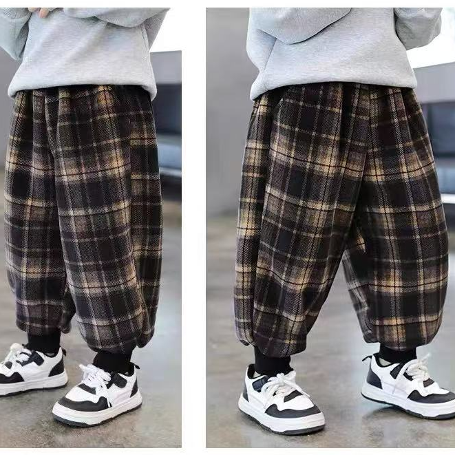 婴格朗迪K87男童裤子2025春季秋季新款儿童韩版格子长裤休闲裤