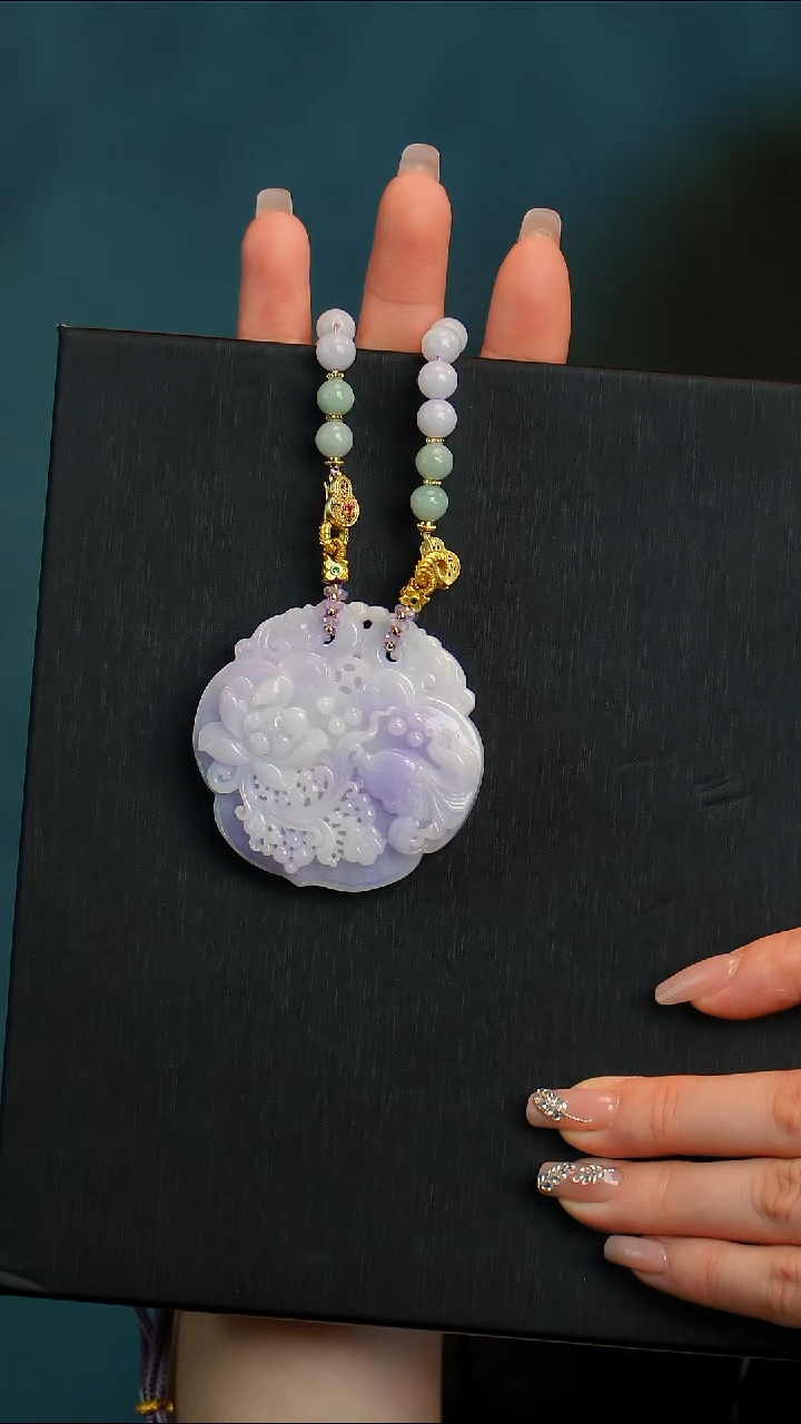 【闪购商品】翡翠颈饰未镶嵌锦鲤莲花