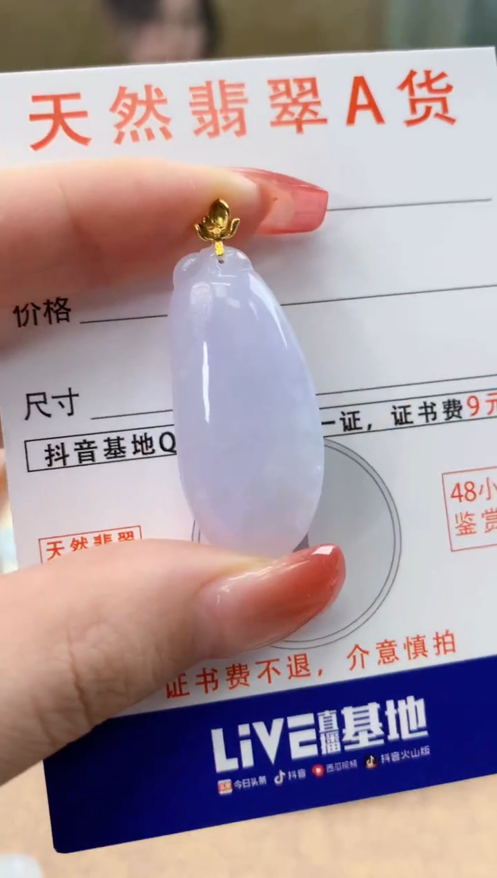 颈饰18K金镶嵌翡翠天然A货翡翠挂件