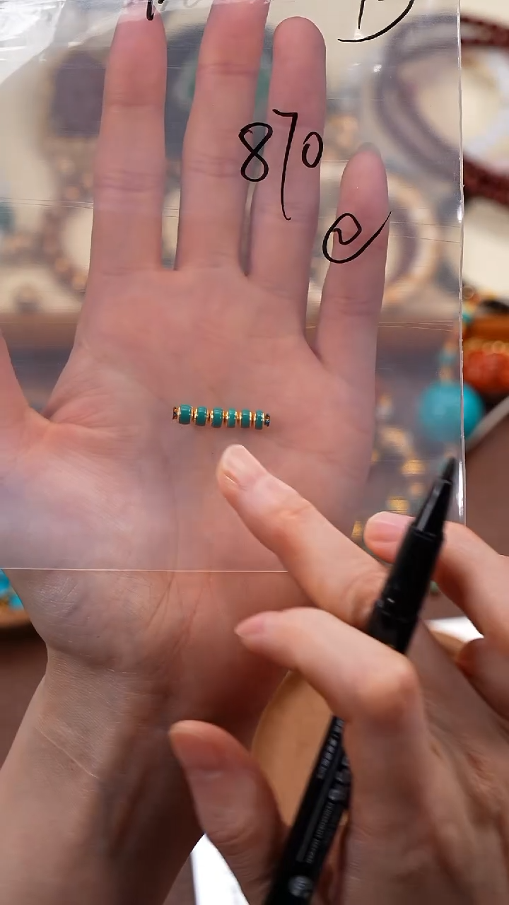 18K金镶嵌绿松石1淺****参柒禧文玩回血好物