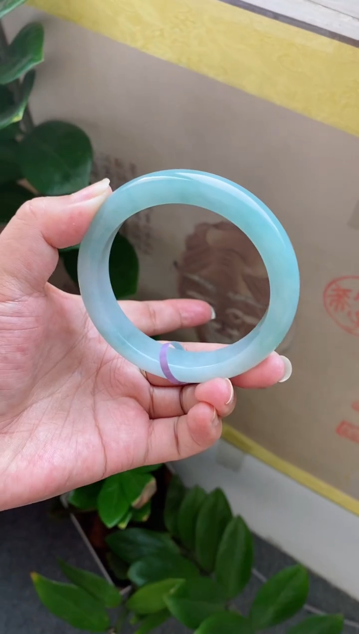 【闪购商品】翡翠手镯未镶嵌（冰胶蓝绿）34号