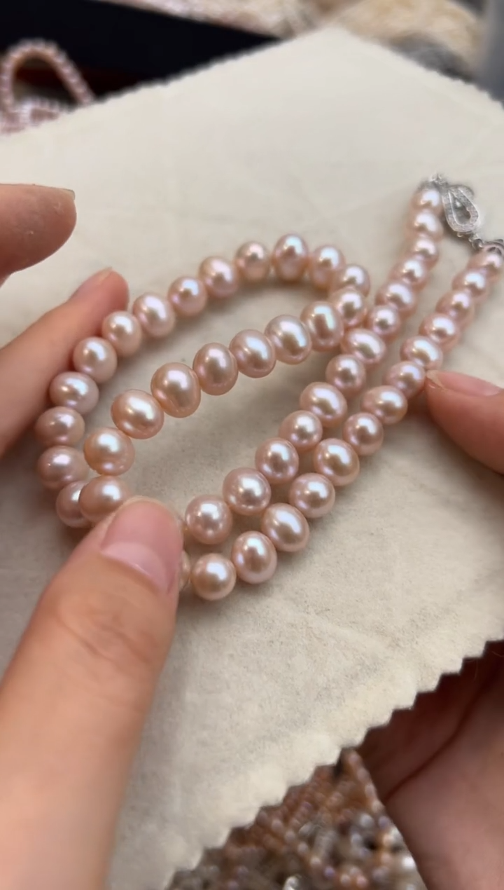 未镶嵌37淡水珍珠无核*强光珍珠项链9mm+
