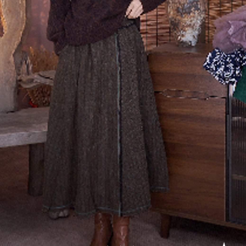 莳竹棉麻百搭半身裙