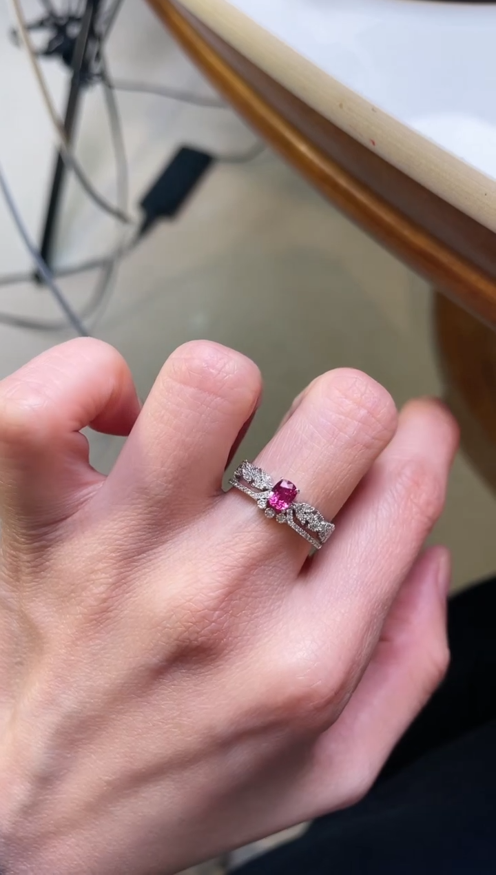 【闪购商品】红宝石戒指18K金镶嵌主石：0.51ct