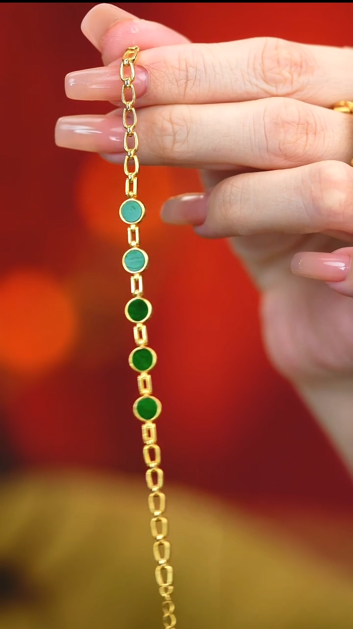 银S925镶嵌手链翡翠新款