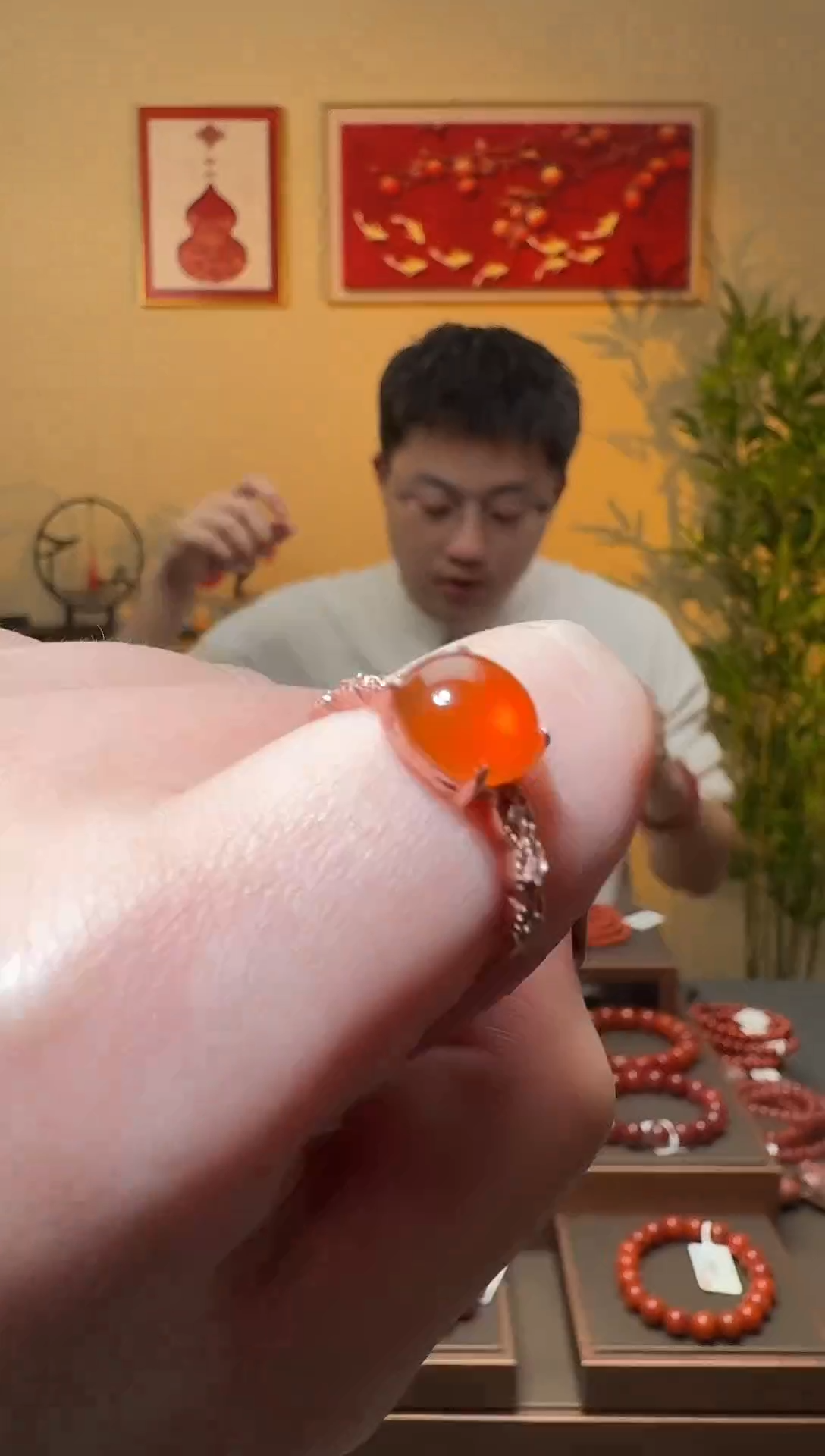 【闪购商品】南红玛瑙戒指银S925镶嵌一个 多样性发货