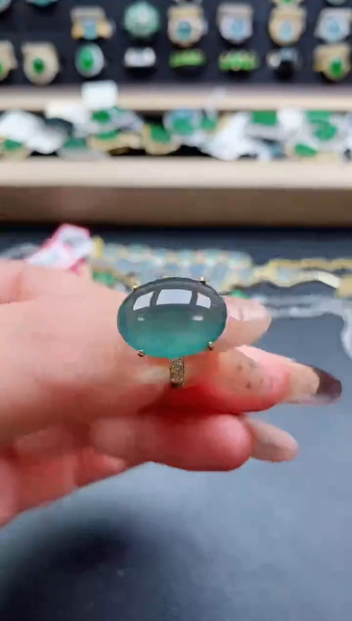 银S925镶嵌戒指翡翠1