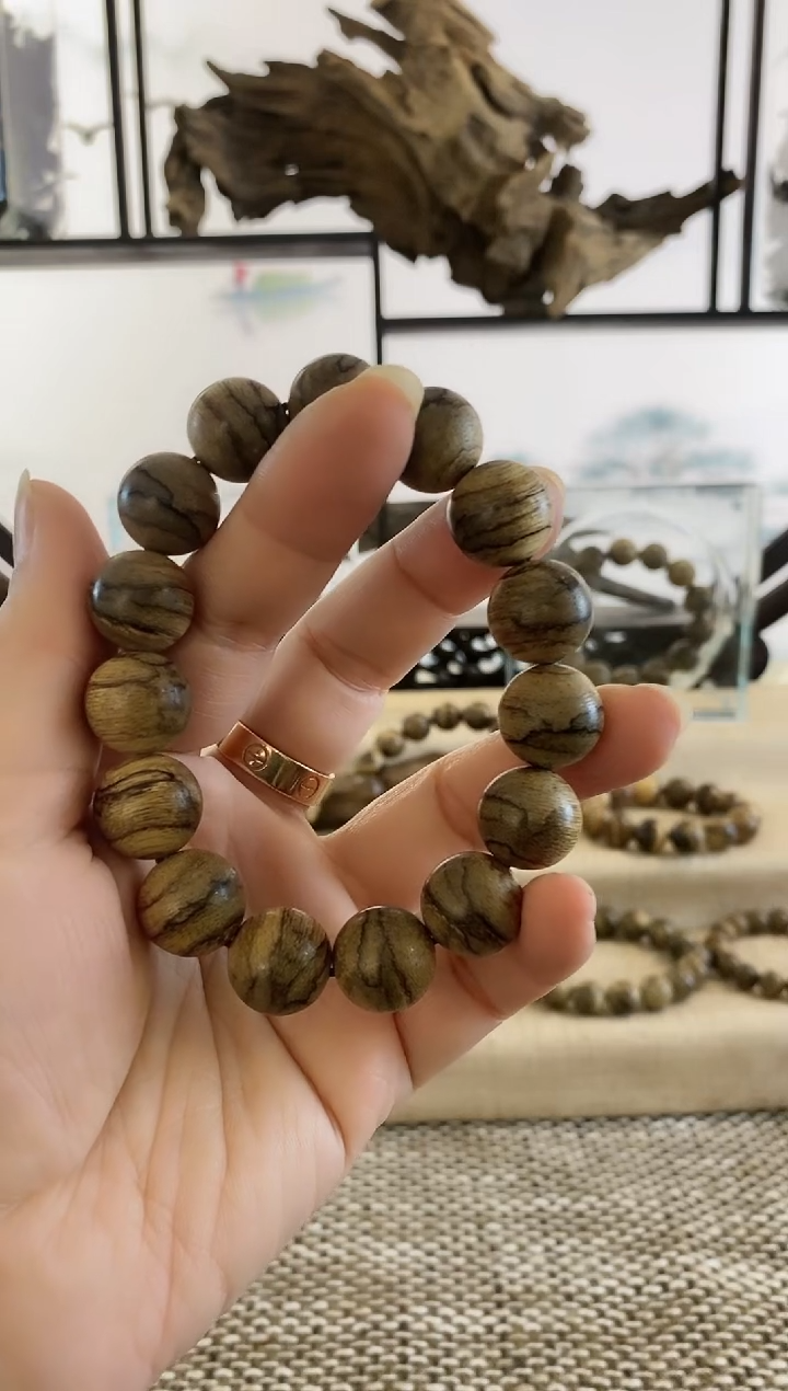 【闪购商品】沉香手串达拉干虎斑老料15MM单圈