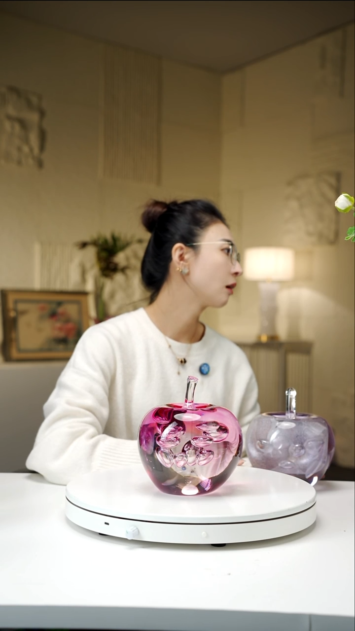 手工艺品琉璃用****8金红色苹果摆件