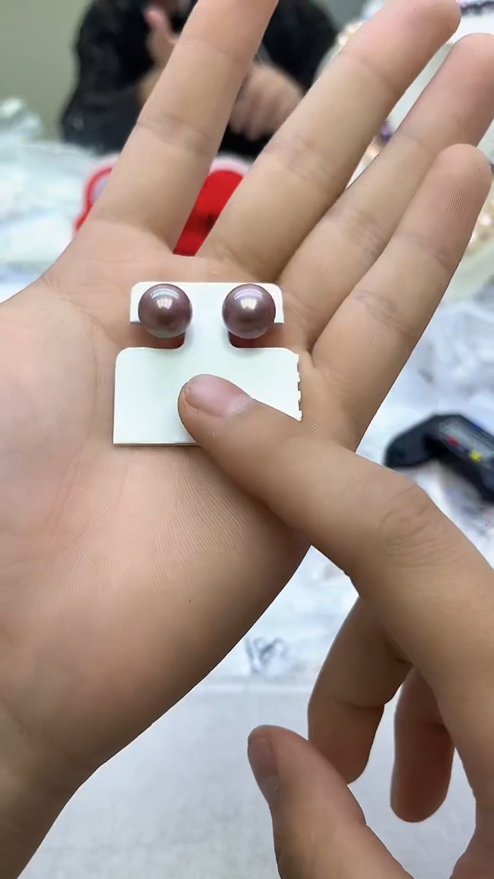 未镶嵌耳饰淡水珍珠紫色系耳饰