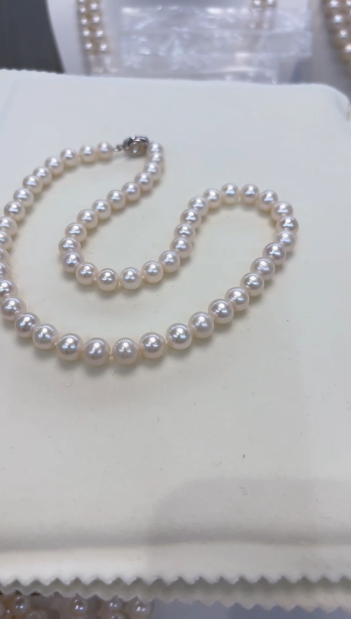 【闪购商品】淡水珍珠颈饰银S925镶嵌7.5-8mm