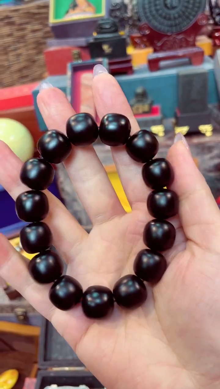 【闪购商品】黑羊脂  桶珠手串  墨    