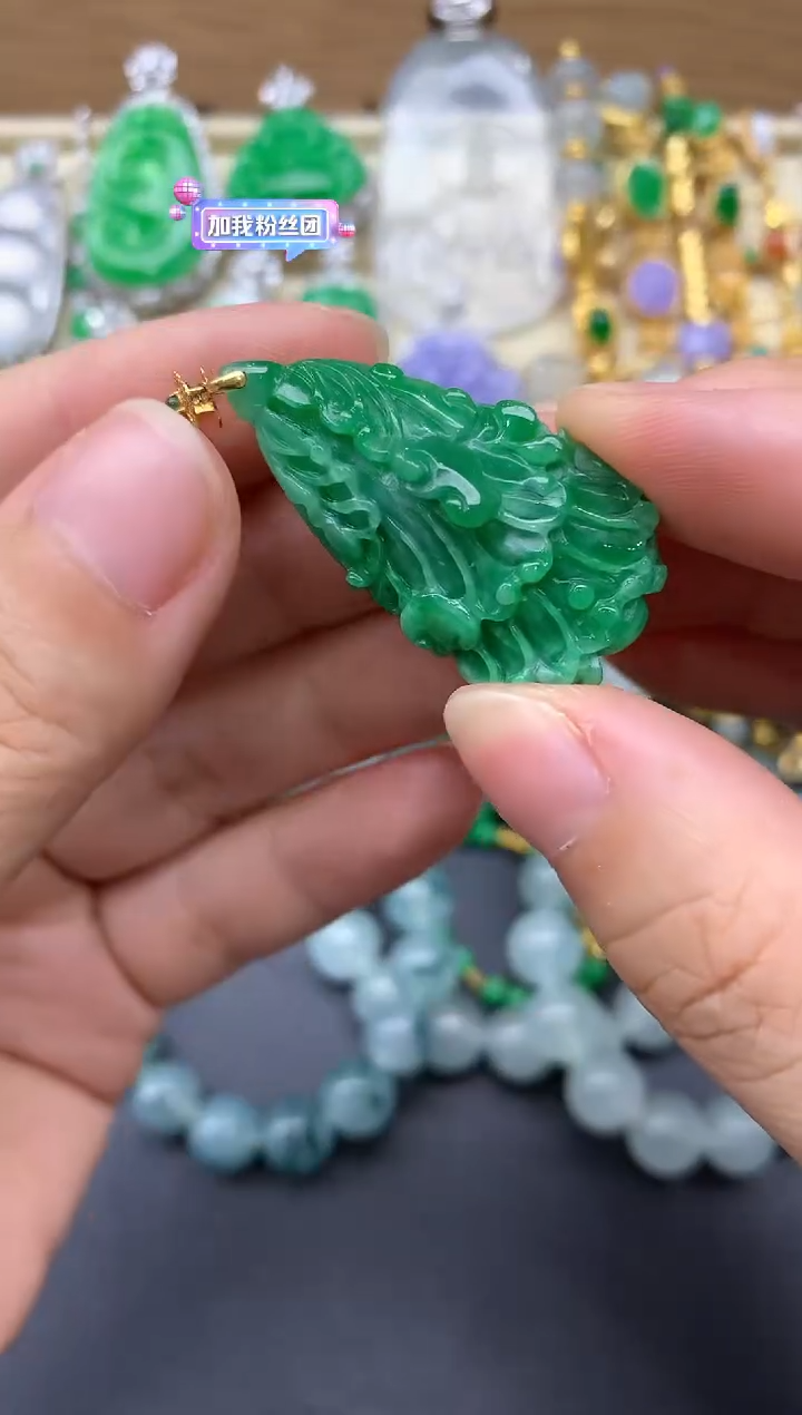 翡翠18K金镶嵌颈饰276-中国好珍宝