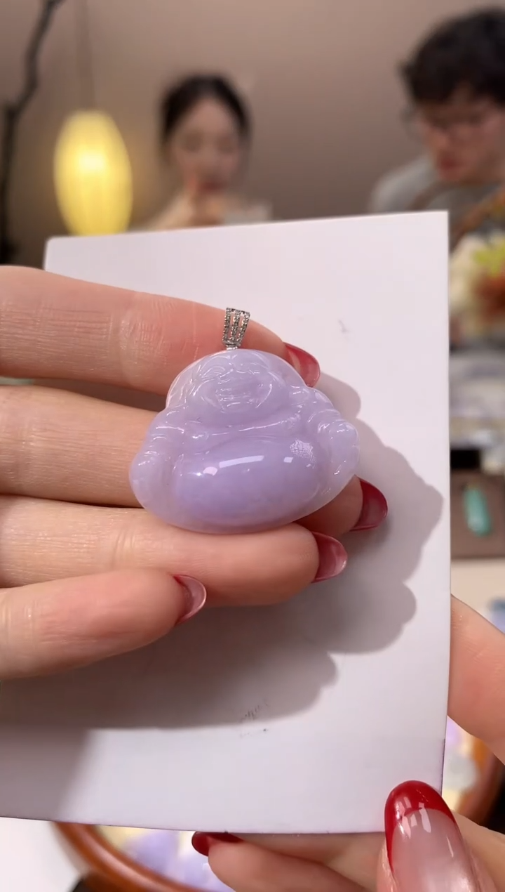 【闪购商品】翡翠颈饰18K金镶嵌天然缅甸a货翡翠