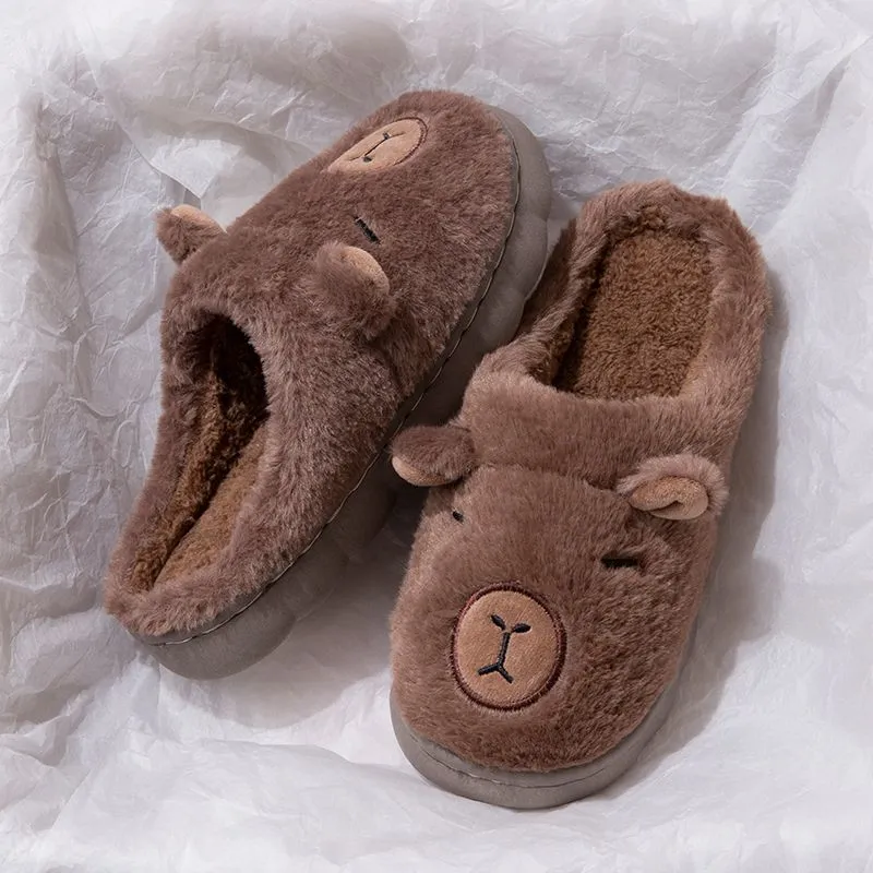 麦千品卡皮巴拉可爱防滑冬季棉拖鞋亲子款居家外穿软底女款柔软