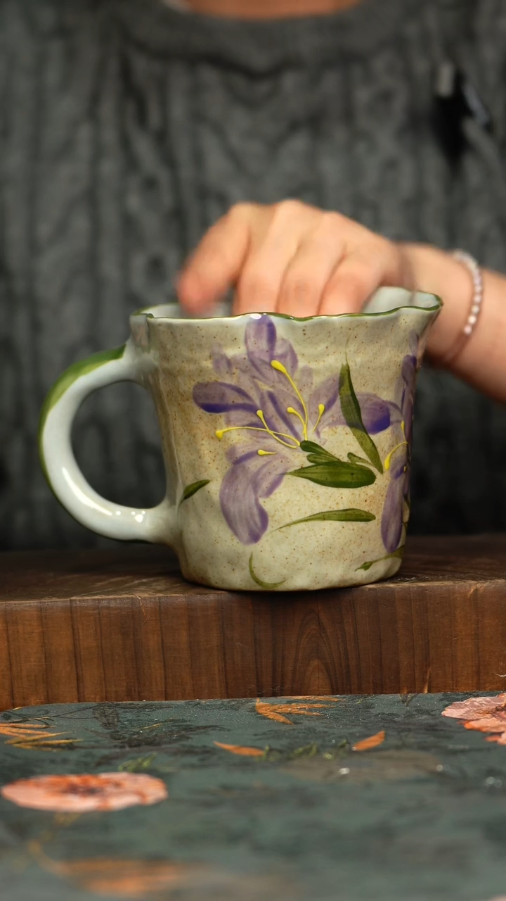 杯釉下彩手工手绘同款陶器