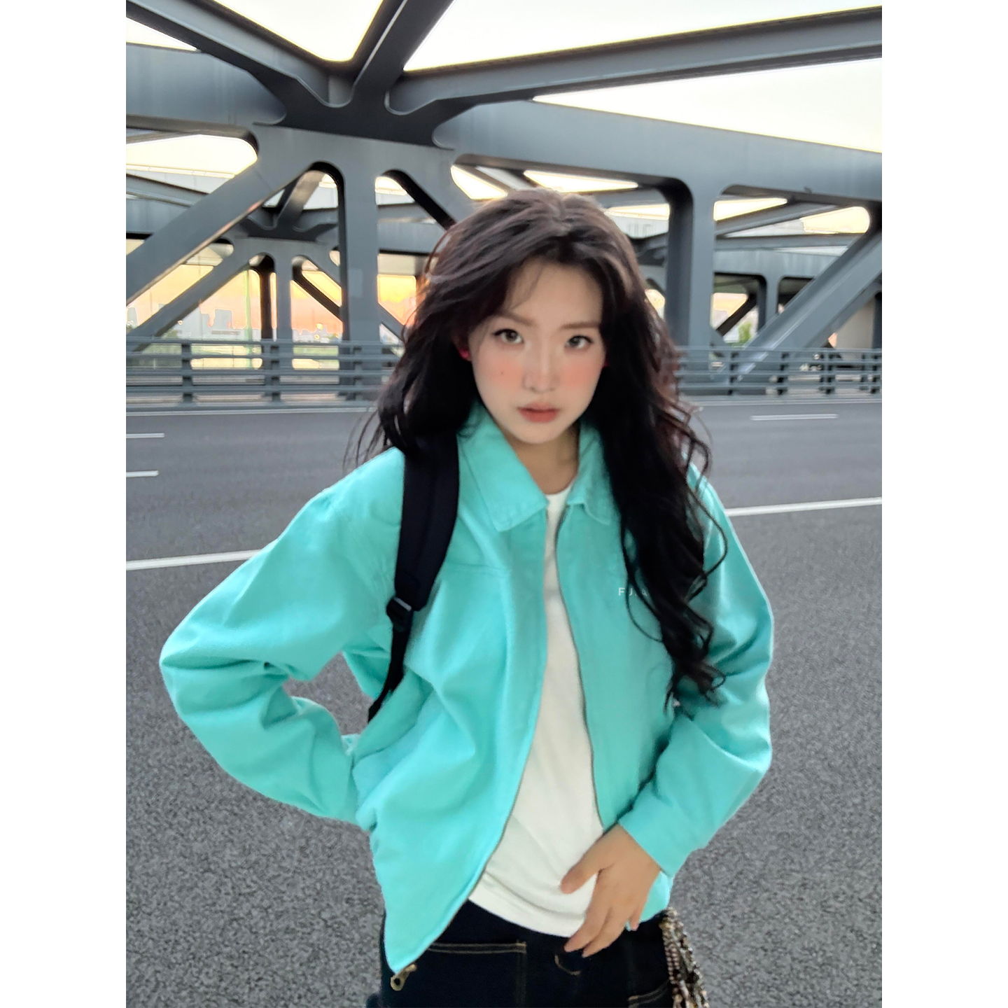 临典蒂芙尼蓝外套女2025秋季新款哈灵顿小众高级感宽松休闲夹克
