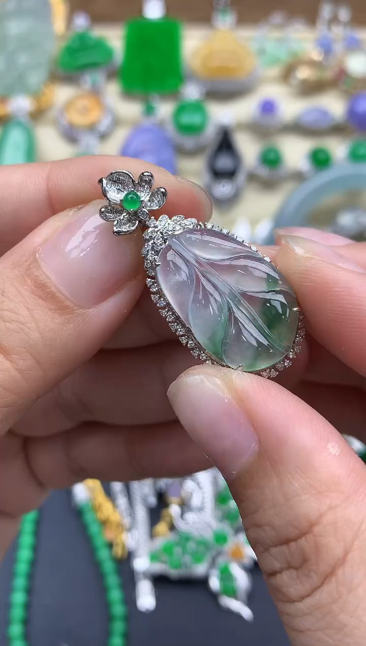 翡翠18K金镶嵌颈饰418-春日珠宝