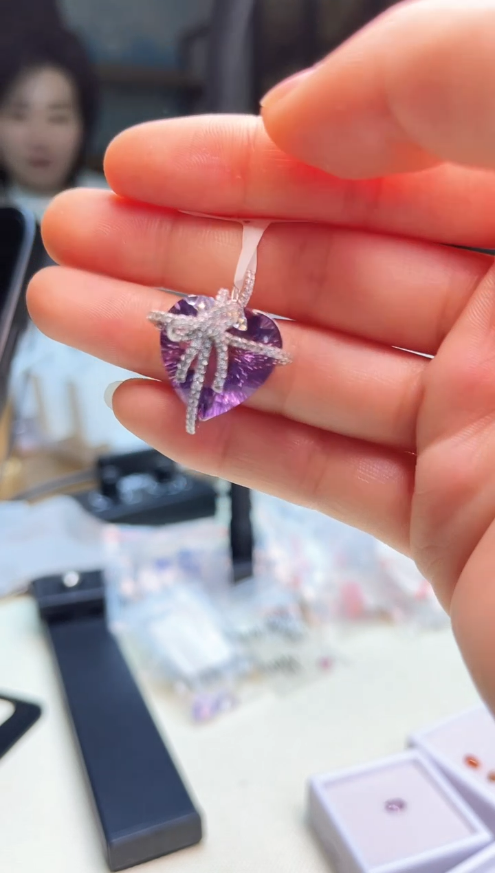【闪购商品】紫晶颈饰银S925镶嵌成品