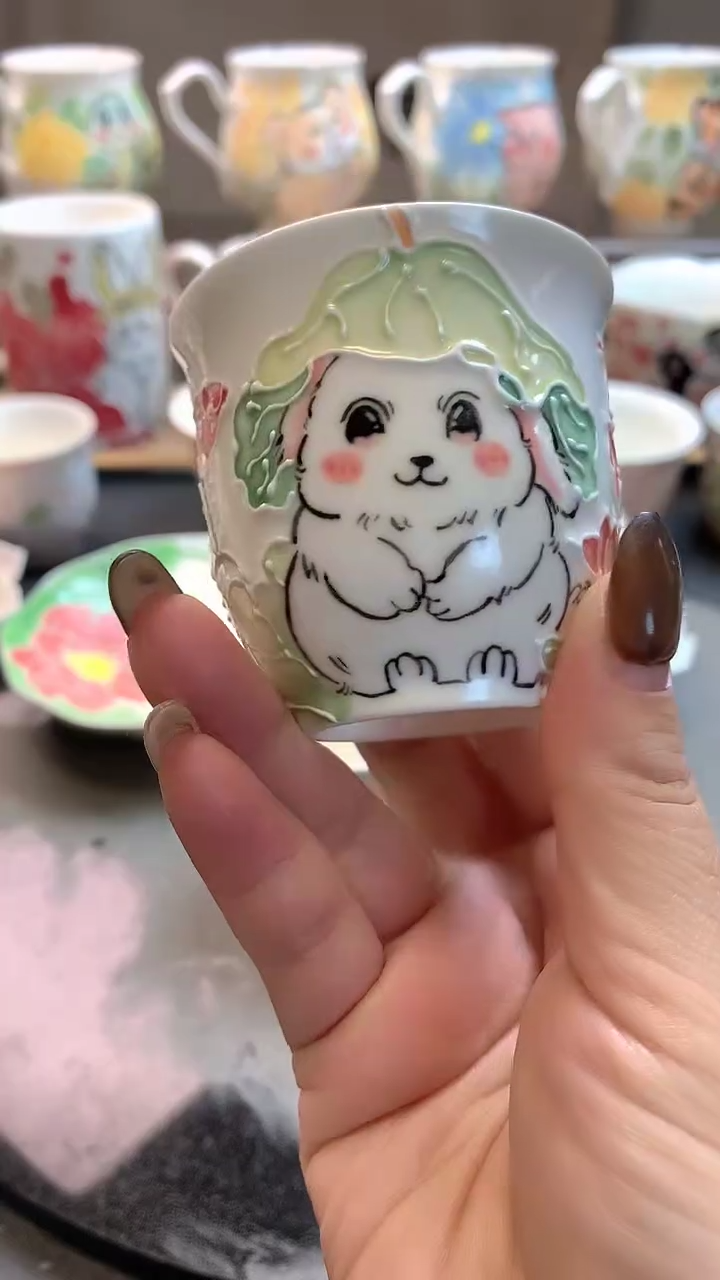 一味*手绘*荷冠杯