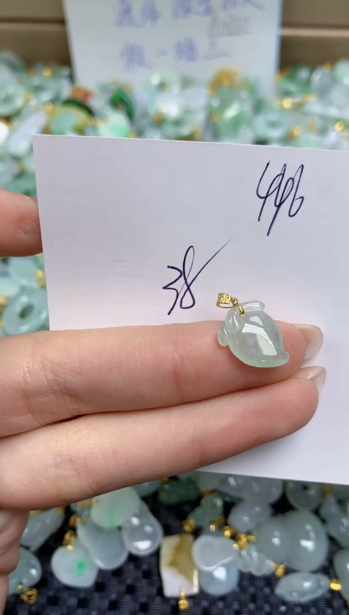 【闪购商品】翡翠颈饰18K金镶嵌天然缅甸A货翡翠